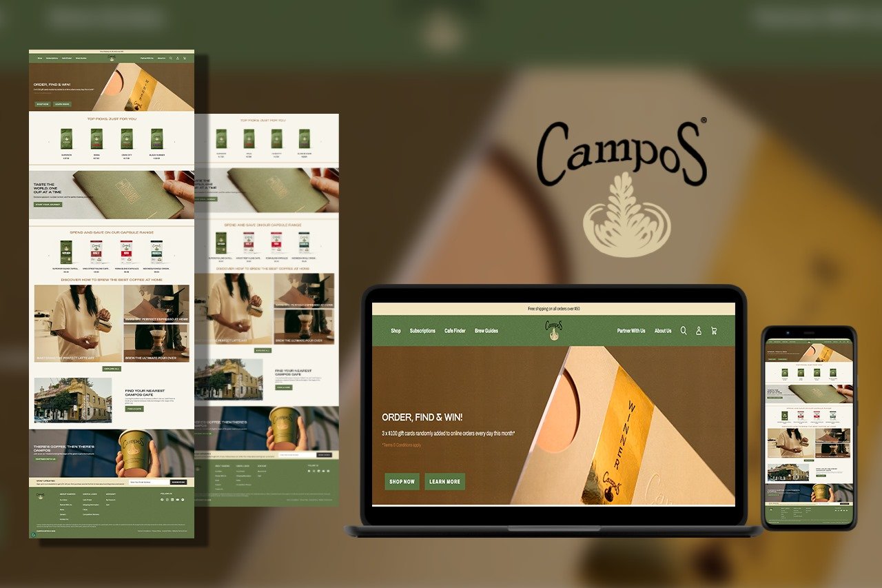 Campos Coffee website presentation from Root4Tech’s portfolio
